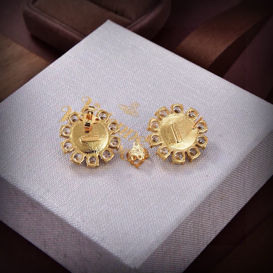 Vivienne Westwood Gold Tone Crystal Stud Earrings